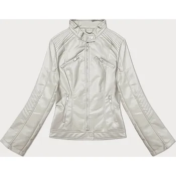 Světle béžová dámská bunda z ekologické kůže se stojáčkem J Style (11Z8131) odstíny béžové L (40)