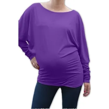 Těhotenská móda Be MaaMaa Symetrická těhotenská tunika - fialová