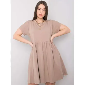Dámské šaty Dámské šaty s krátkými rukávy plus size MOLLY tmavě béžové