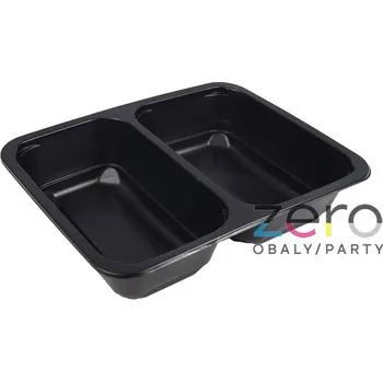Jednorázové nádobí Vanička zatavovací PP 2dílná (227x178x50 mm) - černý