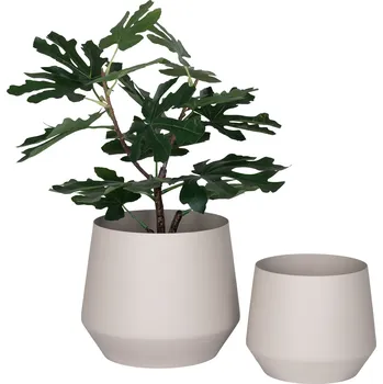 Květináč House Nordic Set 2 béžových kovových květináčů TROFA 9201015