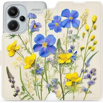 Pouzdro na mobilní telefon Flipové pouzdro Mobiwear - Xiaomi Redmi Note 13 Pro Plus 5G - VP41S Modré a žluté kvítky (Knížkové flip pouzdro, obal, kryt na mobil Xiaomi Redmi Note 13 Pro Plus 5G - VP41S Modré a žluté kvítky, materiál Umělá kůže + TPU - ochrana 360°, stojánek,)