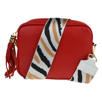 NovaKabelka.cz Kožená italská crossbody kabelka Bala Rossa Corallo s přídavným popruhem VI