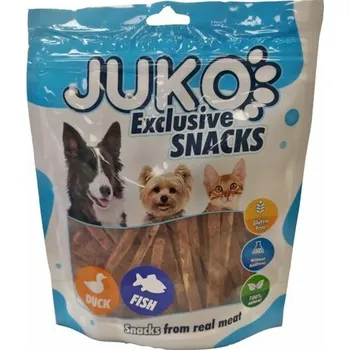 Pamlsek pro psa JUKO petfood s.r.o. Pochoutka Duck, cod & vegetable strips 250g+30g