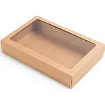 Dárková krabička s průhledným víkem 320x210x50mm, hnědá, 10 ks