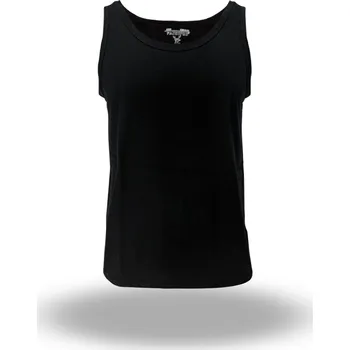 Pánské tričko FANNIFEN Pánské černé tílko s kulatým výstřihem LB602 Barva: Černá, Velikost: 3XL
