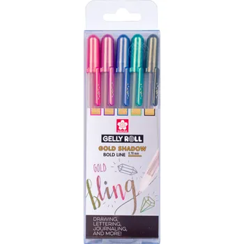 sakura poxpgbsha5a Gelly Roll Gelové pero Outliner Zlatý stín - sada 5 barev