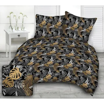 Povlečení Povlečení bavlněné Palmarínu Gold TiaHome 1x Polštář 90x70cm, 1x Přikrývka 140x200cm