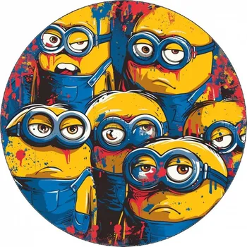 Jedlá dekorace na dort Jedlý papír smutní Mimoni 19,5 cm