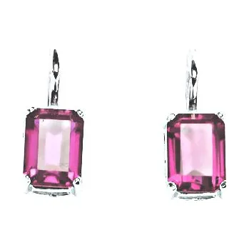 Náušnice Stříbrné náušnice zirkon rubín - NK1446 (Stříbrné náušnice se zirkonem 8x6 mm)