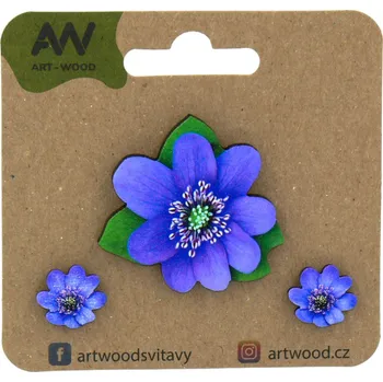 Brož art-wood.cz Dřevěná brož + náušnice - Jaterník podléška
