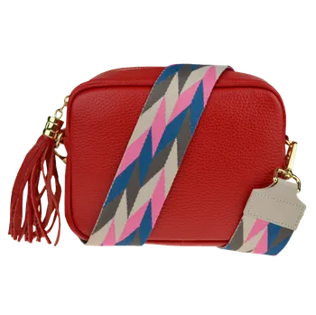 NovaKabelka.cz Kožená italská crossbody kabelka Bala Rossa Corallo s přídavným popruhem IV