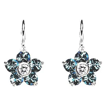 Náušnice Stříbrné náušnice kytička Swarovski akvamarine - NK1444 (Stříbrné náušnice kytičky Swarovski)