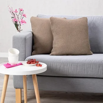 Napínací potah decoDoma napínací potah strečový NIAGARA oříšková povlaky na polštářky 2 ks ( 40 x 40 cm)