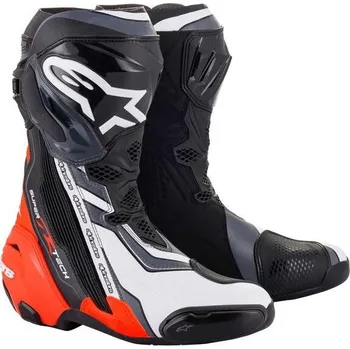 Moto obuv Boty SUPERTECH R, ALPINESTARS (černá/červená fluo/bílá/šedá) 2026 44