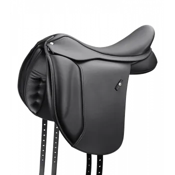 Jezdecké sedlo Drezurní sedlo WINTEC HART 500 pro koně s širokými zády černá 17"/43 cm
