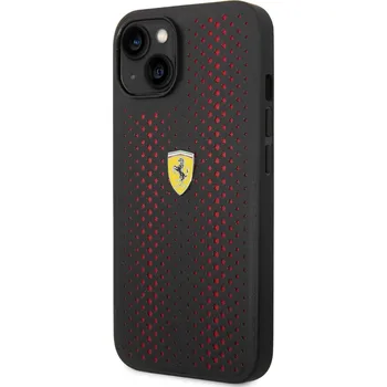 Pouzdro na mobilní telefon Ferrari PU Leather Perforated Zadní Kryt pro iPhone 14 Red Ferrari prémiový ochranný kryt telefonu vyrobený z kombinace kvalitních a odolných materiálů, které perfektně chrání Váš telefon.