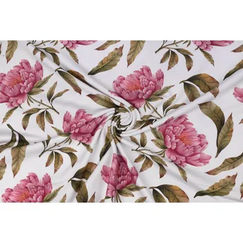 Teplákovina Akvarel pivoňky na bílé