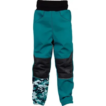 Wamu Softshellové kalhoty dětské Maskáč petrolejová Vel. 110-116