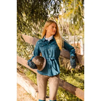 Jezdecké oblečení Dámská košilová bunda Horze Alyssa Petrol 44