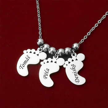 Přívěsek Ocelový přívěsek s řetízkem dětské nožičky - Varianta 3