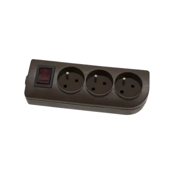 Elektrická vidlice ELGOTECH Trojzásuvka GN-30W-3 hnědá s vyp. 20500128