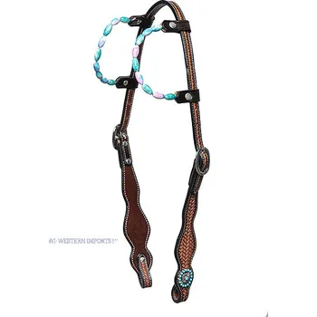Věšák na sedlo a uzdečku Westernová uzdečka jednouška s korálky WESTERN IMPORTS