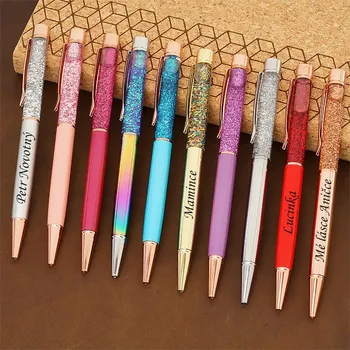Barevné kovové pero s plovoucími glitry