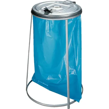 Železářství MEVA Kovový stojan na pytle, Typ 1020, s víkem, spartakiádní (Meva 1020 Praktický mobilní spartakiádní koš, stojan s víkem na odpadkové pytle)