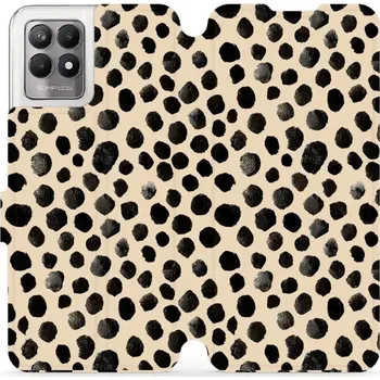 Pouzdro na mobilní telefon Flipové pouzdro Mobiwear - Realme 8i - VA50S Černé puntíky (Knížkové flip pouzdro, obal, kryt na mobil Realme 8i - VA50S Černé puntíky, materiál Umělá kůže + TPU - ochrana 360°, stojánek, silikonová vanička, magnetické zavírání)