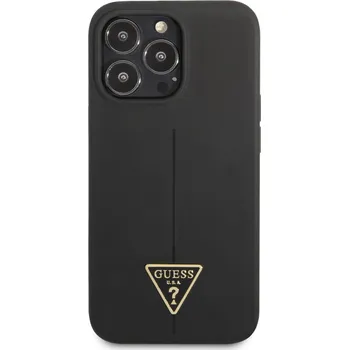 Telefonní příslušenství Guess Silicone Line Triangle Zadní Kryt pro iPhone 13 Pro Black Guess Silicone Line Triangle je lehký kryt a odolný kryt z prémiového silikonu, které přesně kopíruje tvar telefonu a zachovává tak sna