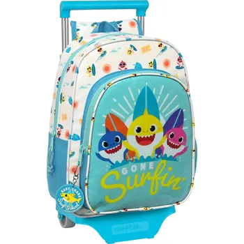 Sportovní batoh Dětský batoh na kolečkách Baby Shark Surfing Modrá Bílá (26 x 34 x 11 cm)