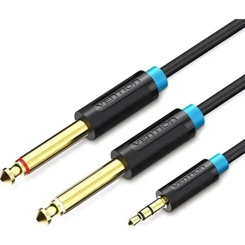 Audio kabel Vention 3.5mm Male to 2x 6.3mm Male Audio Cable 1m Black