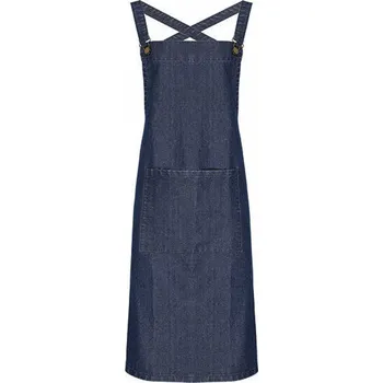 Kuchyňská zástěra Premier Workwear Středně dlouhá zástěra Barista s křížením na zádech s kovovými očky v pase Barva: modrá indigo (ca. Pantone 2767), Velikost: 72 x 86 cm PW129