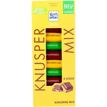 RITTER SPORT MINI ČOKOLÁDKY KNUSPER MIX BOX 150g NĚMECKO!