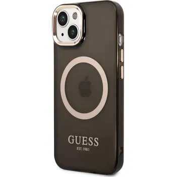 Pouzdro na mobilní telefon Guess Translucent MagSafe Zadní Kryt pro iPhone 14 Black Guess prémiový ochranný kryt telefonu s motivem Guess, který nejen že váš telefon perfektně ochrání, ale také svým povedeným designem a použit