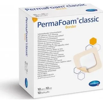 Polyuretanové krytí PermaFoam Classic Border—S lepícím okrajem, 10 x 10 cm (5 x 5 cm vel. polštářku), 10ks