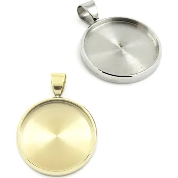 Materiál na výrobu šperku Leštěný Přívěsek kolečko s lůžkem 304 18mm - 1Ks - Nerez RL