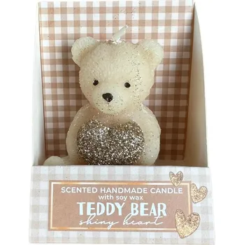 Svíčka Bartek Candles Vonná svíčka Medvídek Shiny Heart - béžový 63g