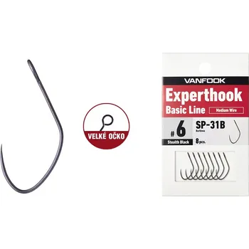 Rybářský háček Bezprotihrotý jednoháček VANFOOK SP-31B - Velikost 6, 8 ks
