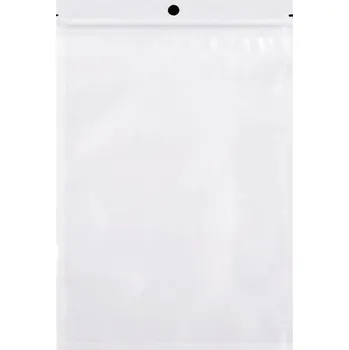 Obalový materiál Uzavíratelný sáček se závěsem 16x24 cm bílá transparent