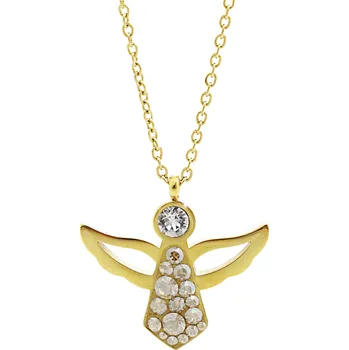 Náhrdelník JSB bijoux s.r.o. Zlatý ocelový náhrdelník anděl v letu s krystaly Swarovski Golden Shadow