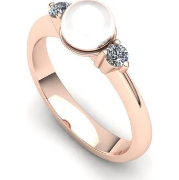 Prsten Prsten s bílou perlou a brilianty PP21004 Materiál: Červené zlato 14kt, Velikost: 51