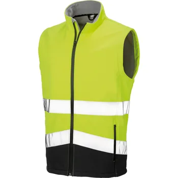 Pánská vesta Result Unisex bezpečnostní softshellová vesta R451X Fluorescent Yellow-Black 4XL