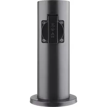 Elektrická zásuvka Zahradní sloupek - 2 zásuvky, válec, černý (Nerezový zahradní elektrosloupek)