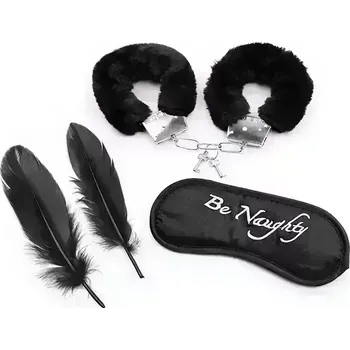 Erotická maska Výhodná BDSM sada - pouta, maska a peříčka