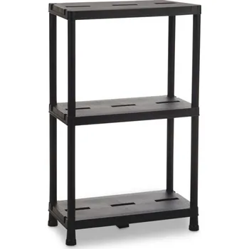 regál Plastový policový regál do domácnosti / skladu / kanceláře, černý, 60x95x30 cm