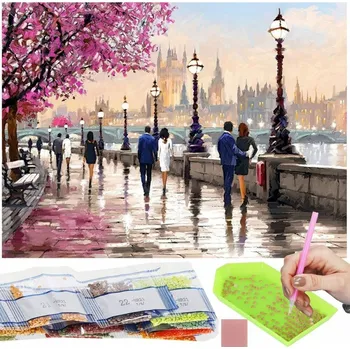 Diamantové malování Springos Diamantové malování 40x30 cm, Nábřeží