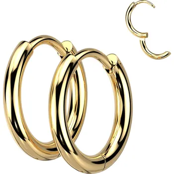 Náušnice Atreya Ocelové kruhové náušnice Lilia Barva: Zlatá, Velikost: 2 mm, Délka / Průměr: 8 mm