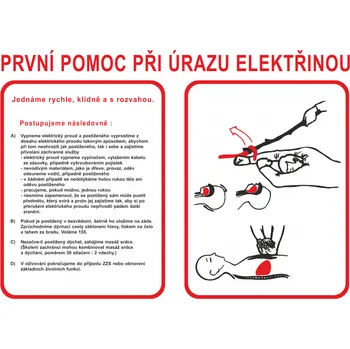 První pomoc při úrazu elektřinou - Samolepka A3